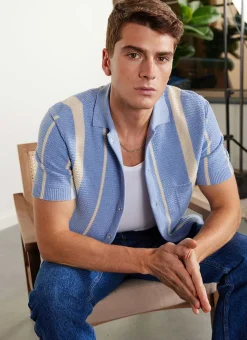 Percival Short Sleeve Shirts|Knitted Shirts^Adaman Breeze Shirt Heather Blue