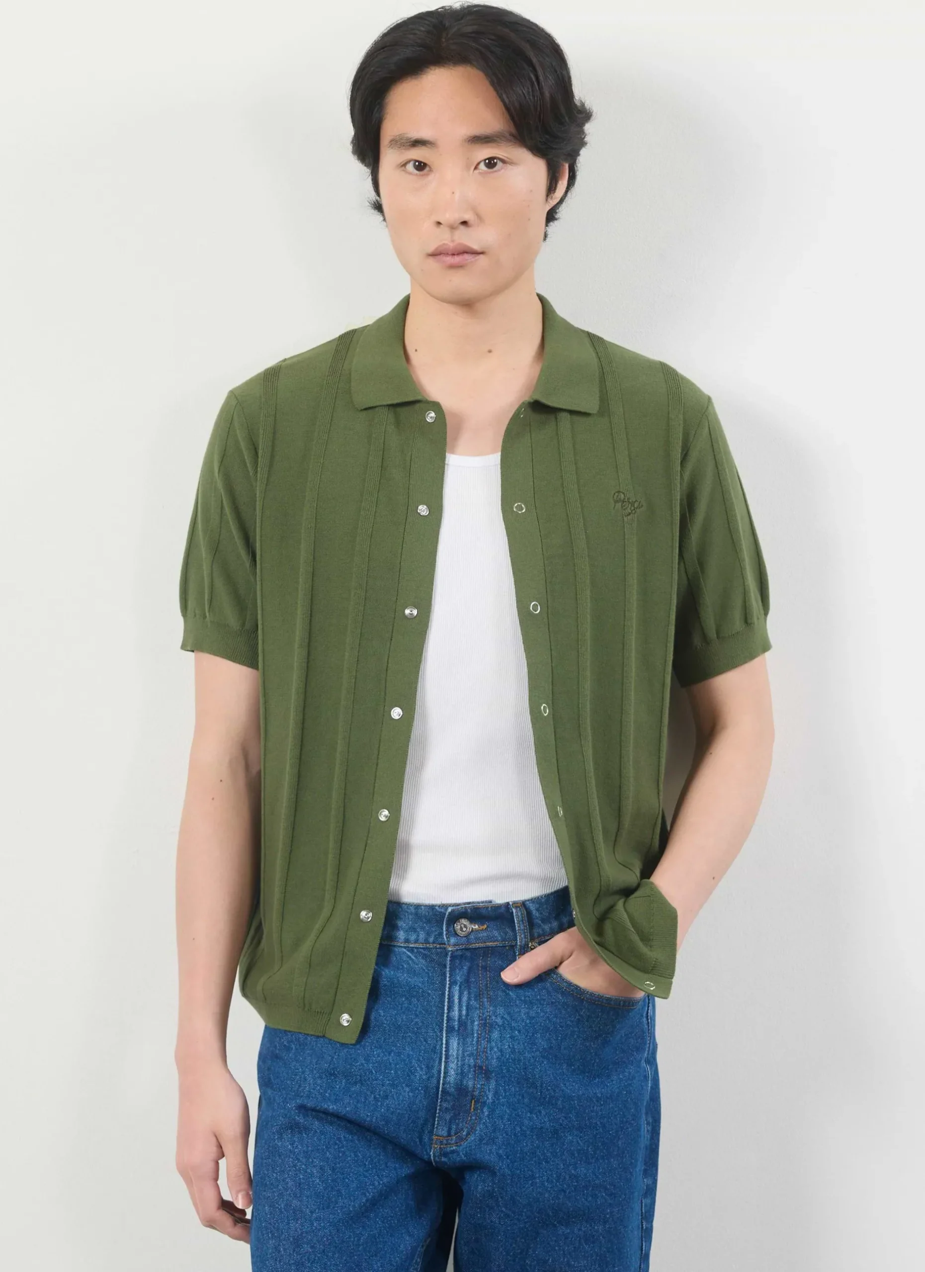 Percival Knitted Shirts|Knitted Polo Shirts & Knitted Shirts^Assisi Knitted Shirt Olive