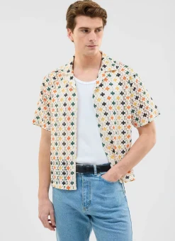 Percival Short Sleeve Shirts|Knitted Shirts^Bailing Crochet Cuban Shirt Multi