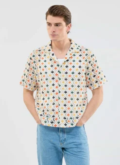 Percival Short Sleeve Shirts|Knitted Shirts^Bailing Crochet Cuban Shirt Multi
