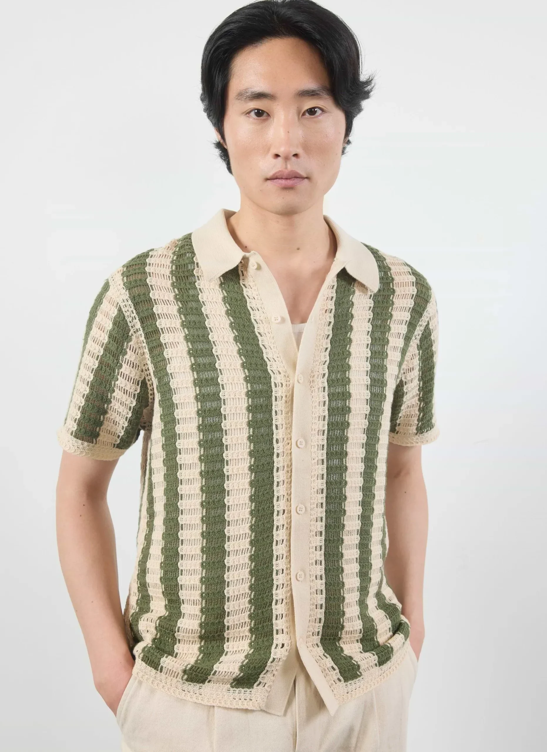 Percival Crochet Shirts|Knitted Shirts^Barletta Knitted Shirt Olive