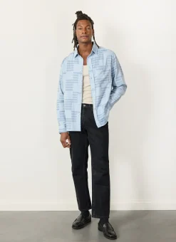 Percival Long Sleeve Shirts|Boxy Shirts^Block Patch Pearce Shirt Blue