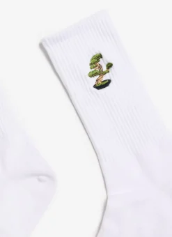 Percival Socks^Bonsai Embroidered Socks White