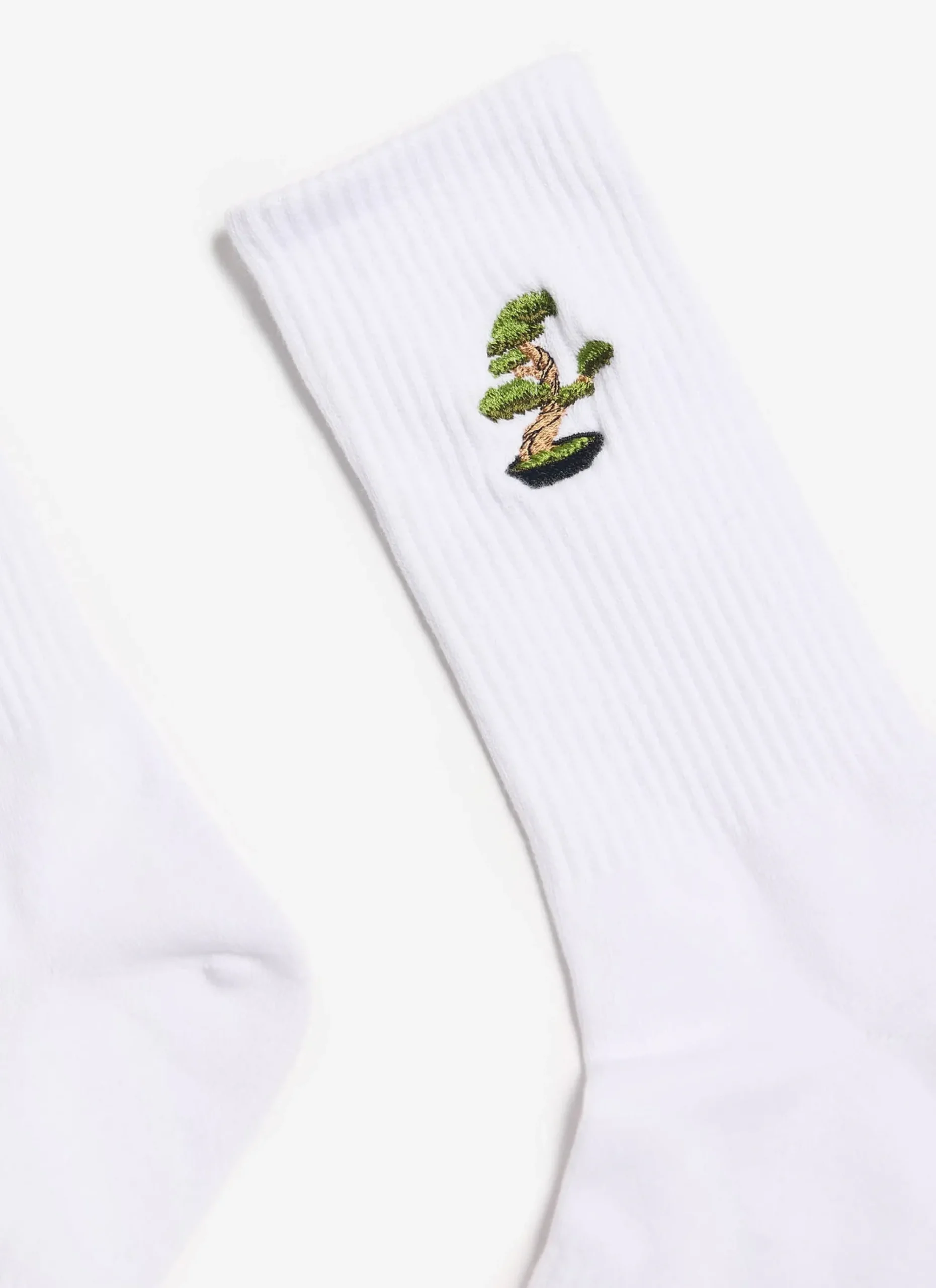 Percival Socks^Bonsai Embroidered Socks White