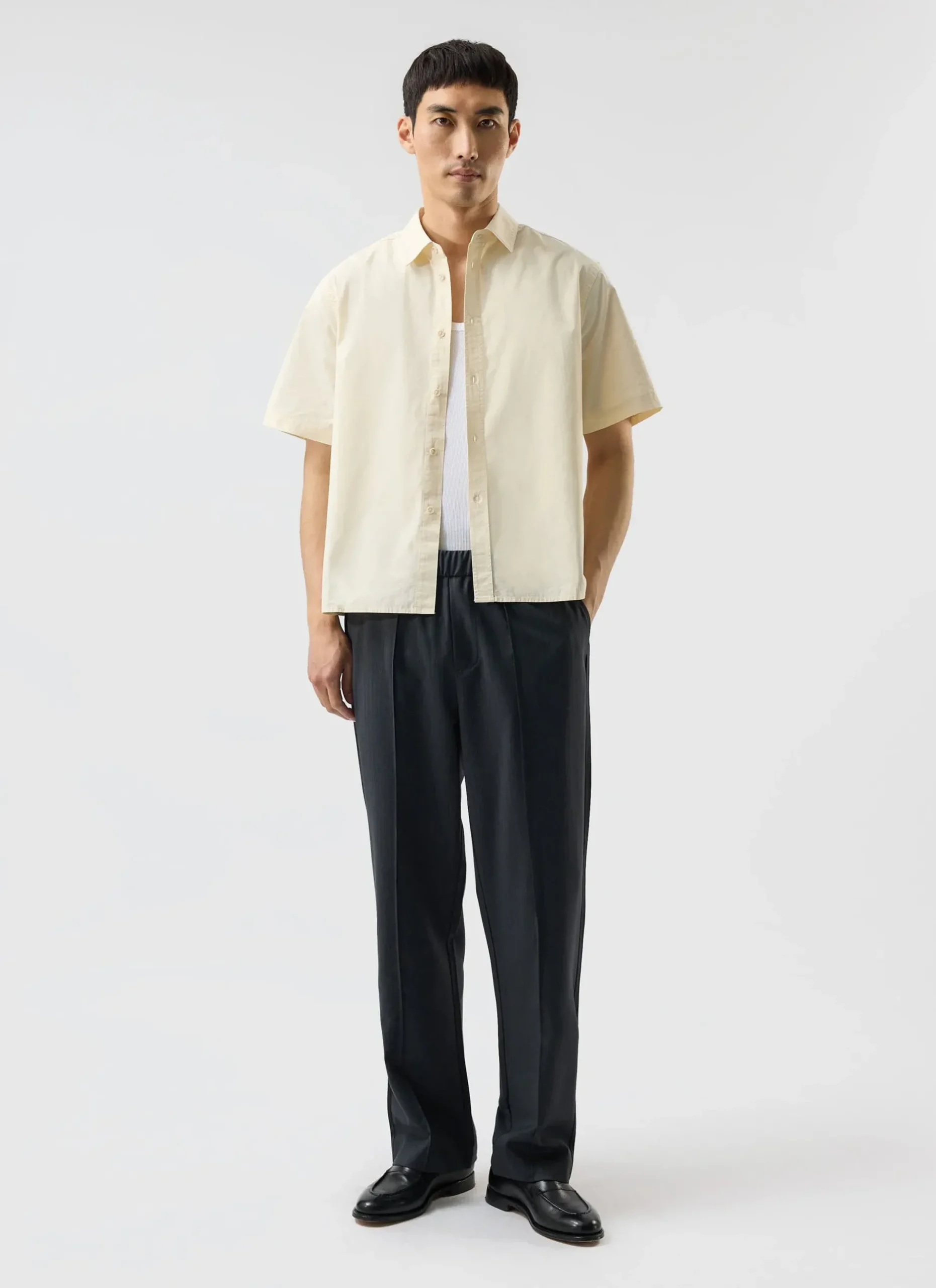 Percival Short Sleeve Shirts^Boxy Cropped Clerk Shirt Ecru