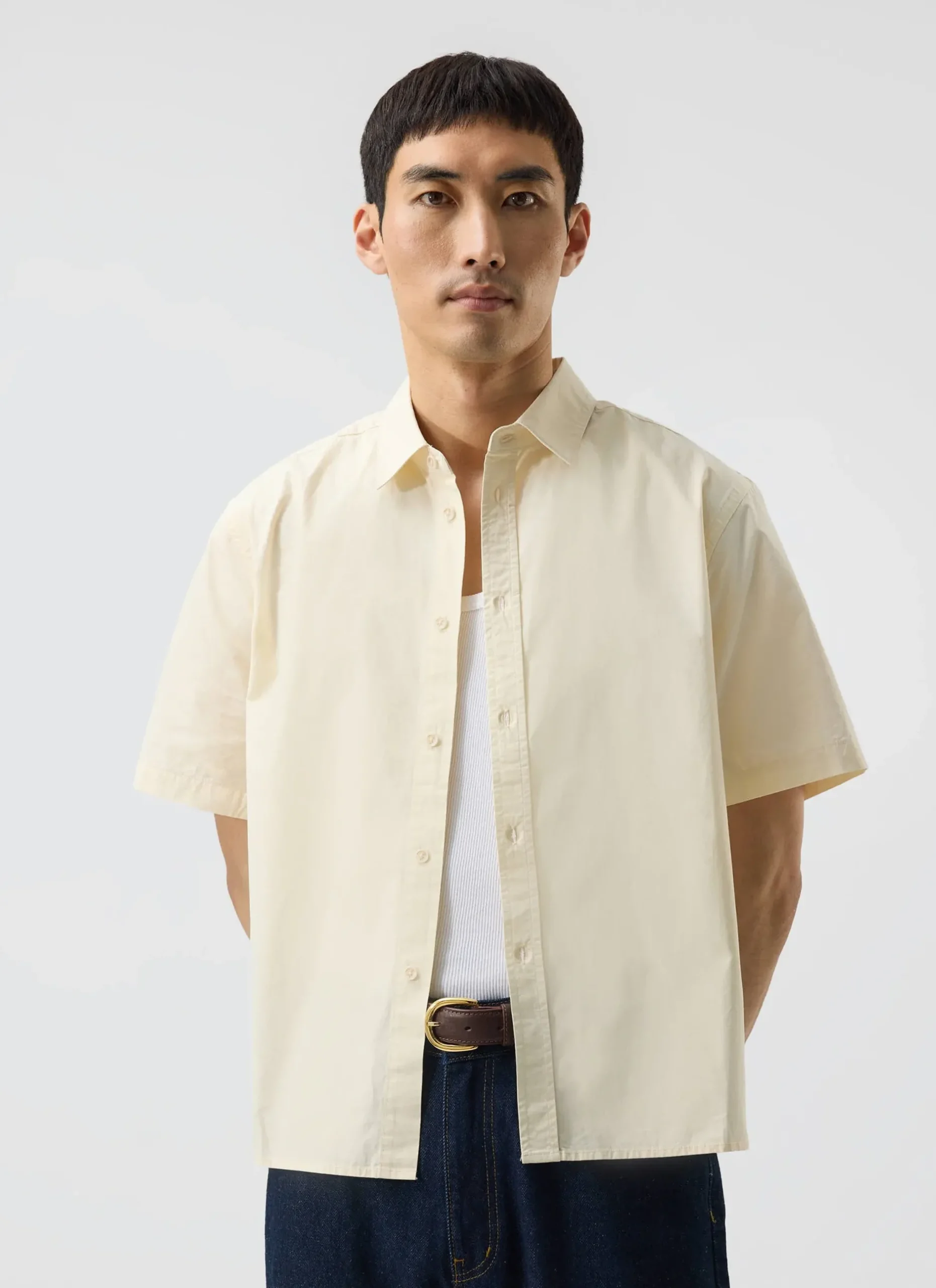 Percival Short Sleeve Shirts^Boxy Cropped Clerk Shirt Ecru