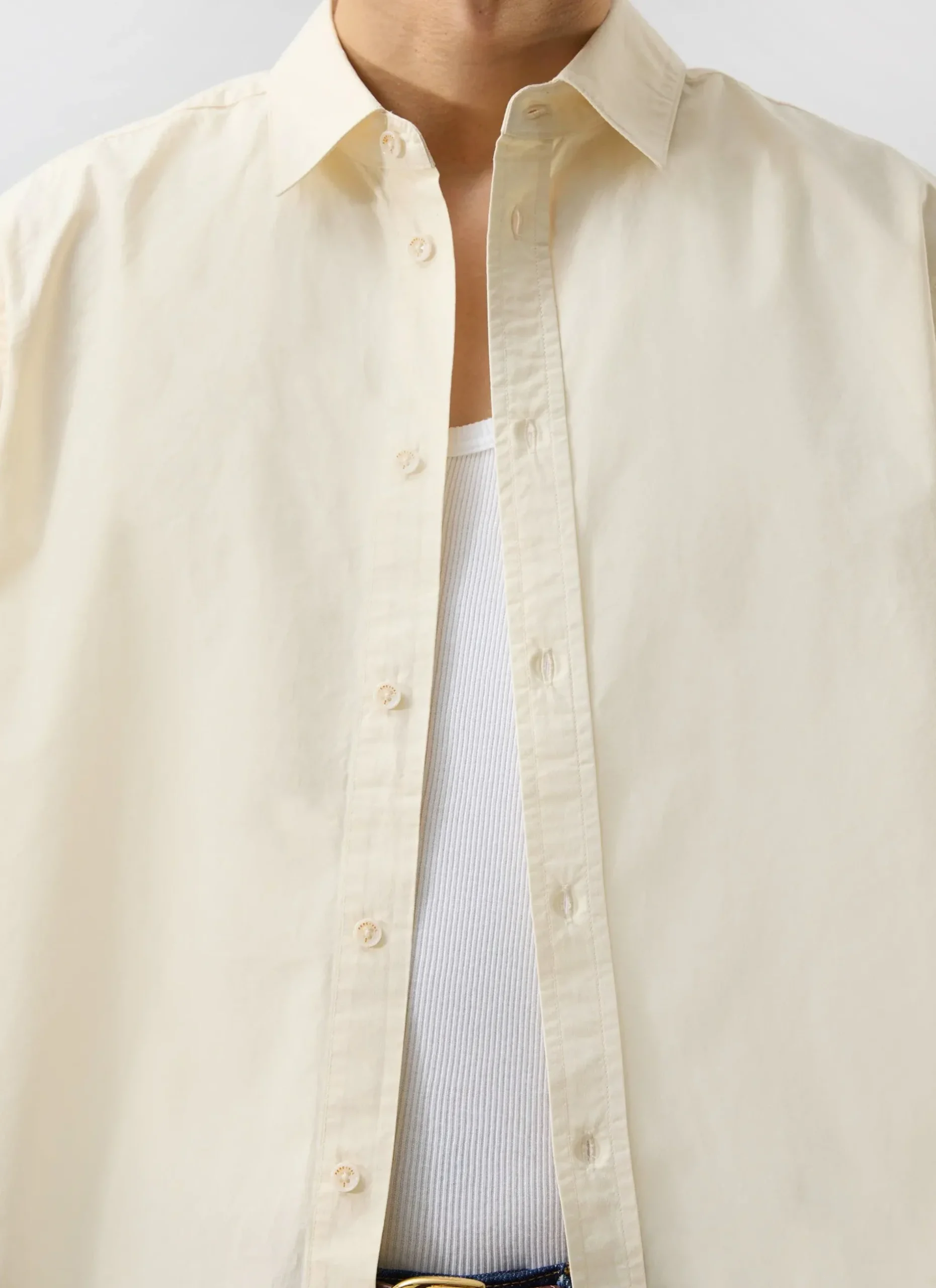 Percival Short Sleeve Shirts^Boxy Cropped Clerk Shirt Ecru