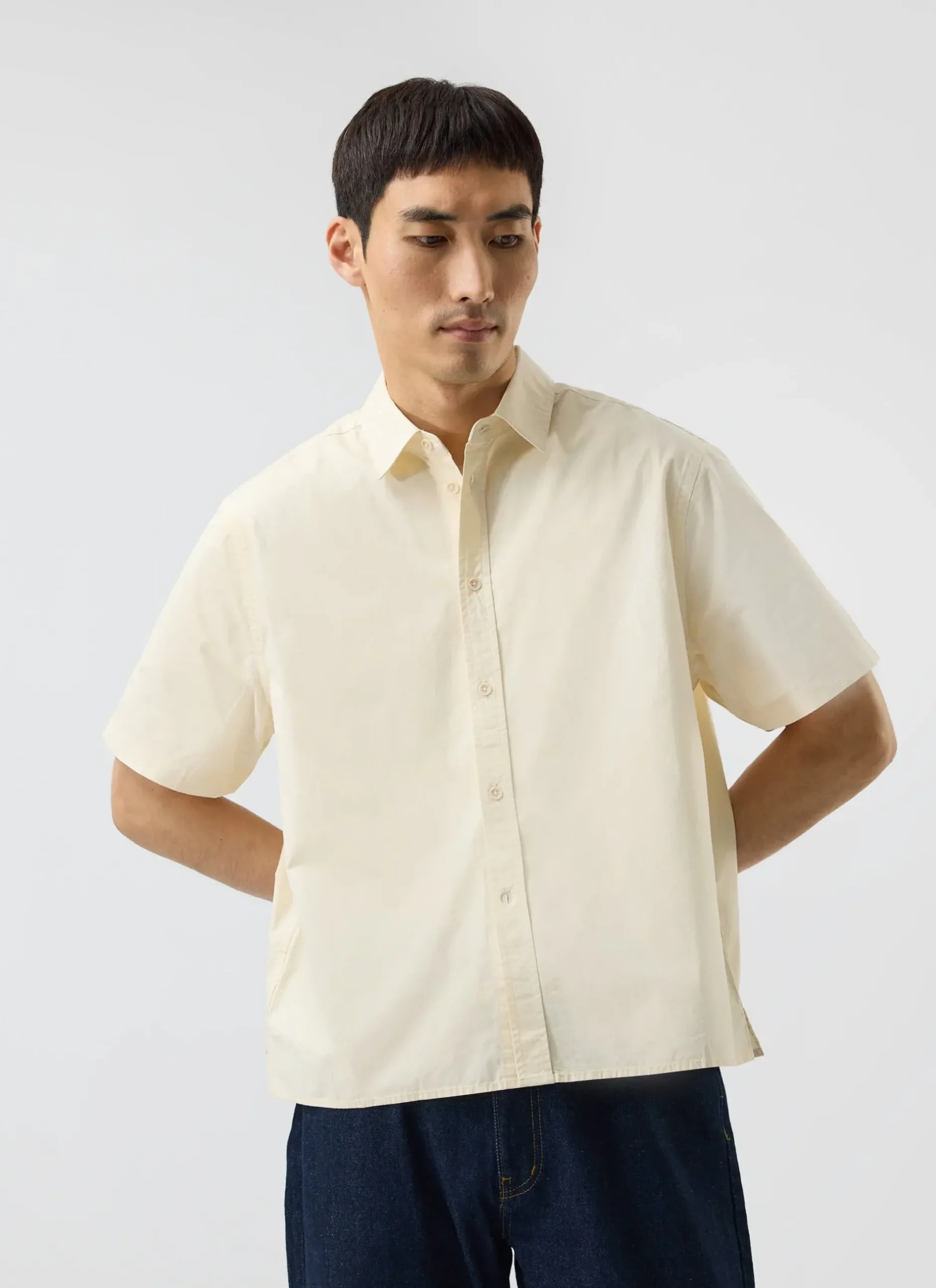 Percival Short Sleeve Shirts^Boxy Cropped Clerk Shirt Ecru