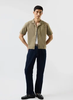 Percival Short Sleeve Shirts|Knitted Shirts^Boxy Cropped Cuban Collar Shirt Olive