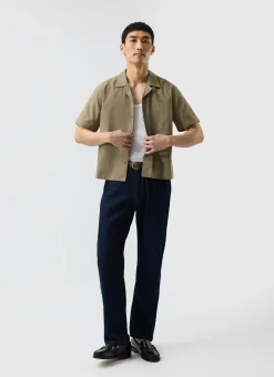 Percival Short Sleeve Shirts|Knitted Shirts^Boxy Cropped Cuban Collar Shirt Olive