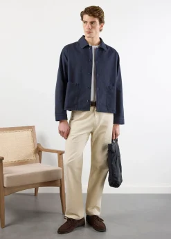 Percival Jackets|Overshirts & Workshirts^Boxy Cropped Overshirt Navy