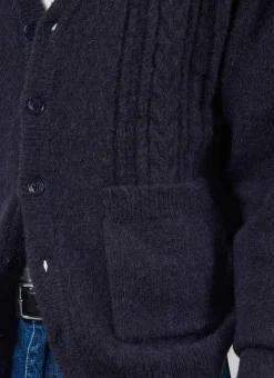 Percival Cardigans^Cable Stripe Cardigan Navy