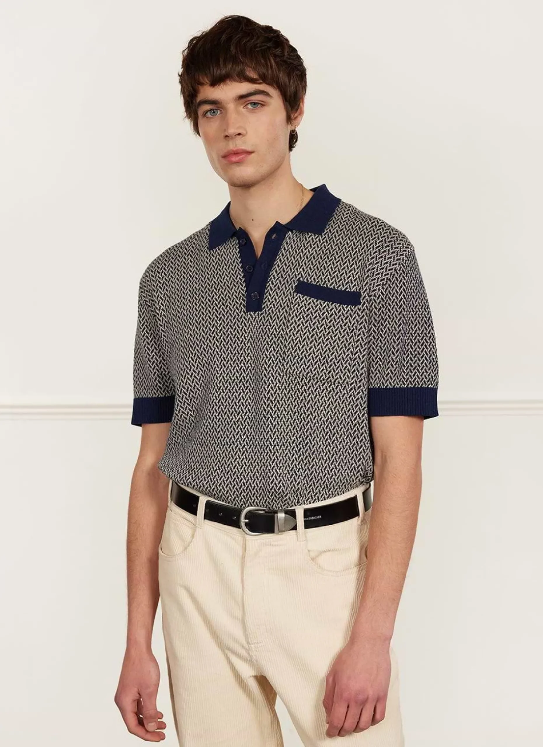 Percival Short Sleeve Shirts|Polo Shirts^Casa Martini Knitted Polo Navy