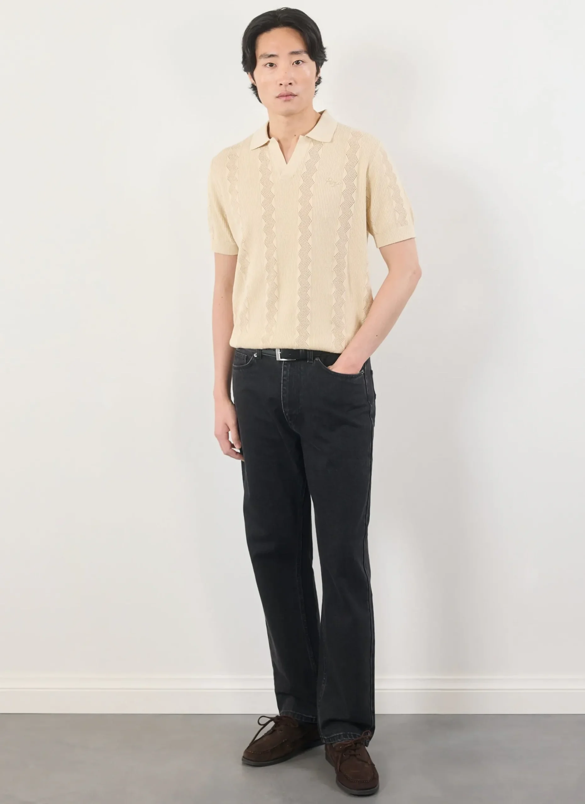 Percival Polo Shirts|Polo Shirts^Casa Martini Knitted Polo Ecru