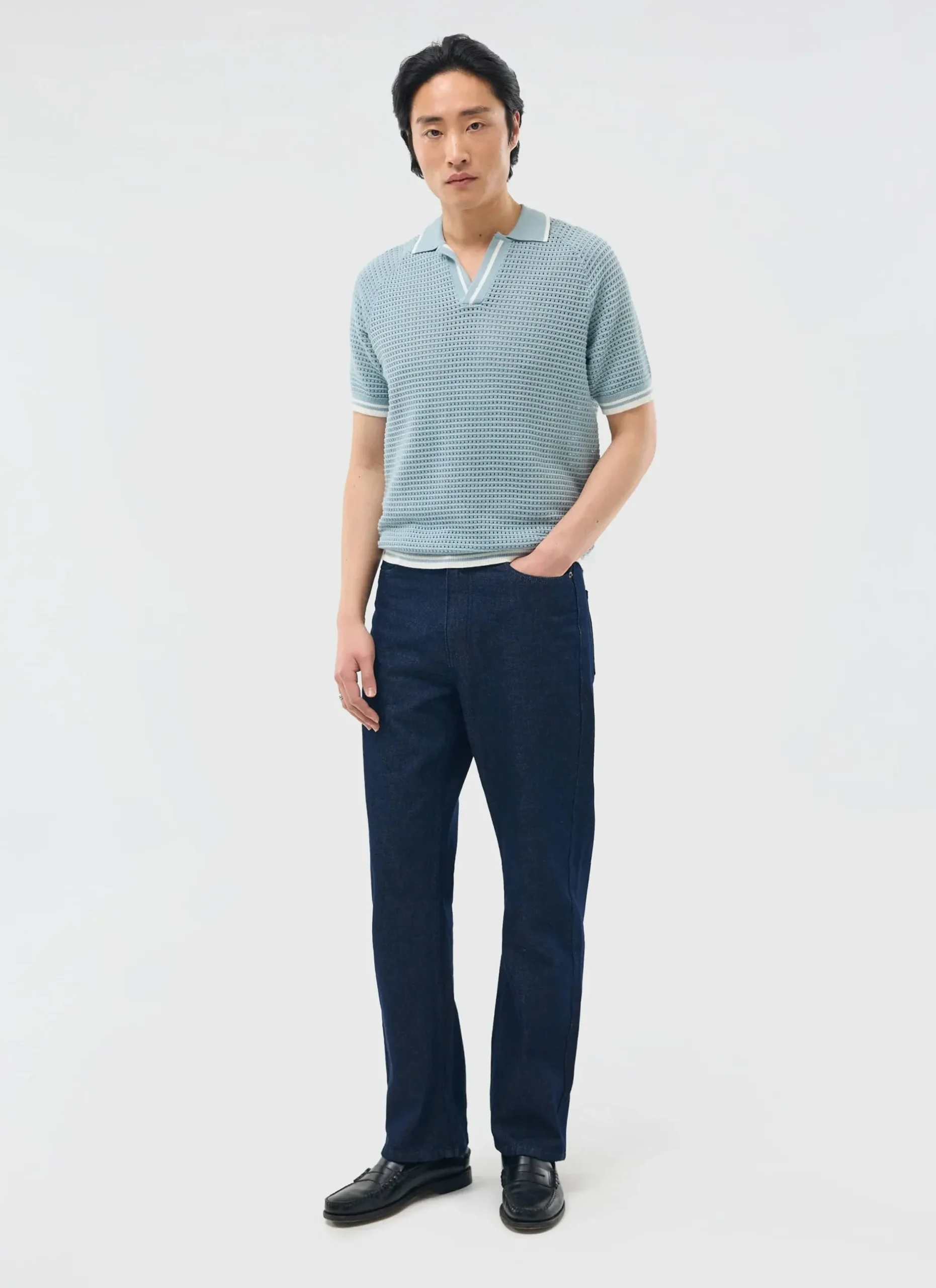 Percival Short Sleeve Shirts|Boxy Shirts^Casa Martini Knitted Tennis Polo Blue