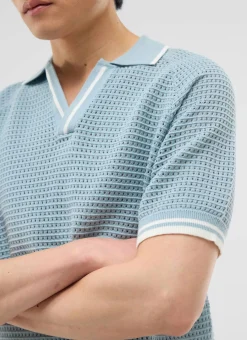 Percival Short Sleeve Shirts|Boxy Shirts^Casa Martini Knitted Tennis Polo Blue