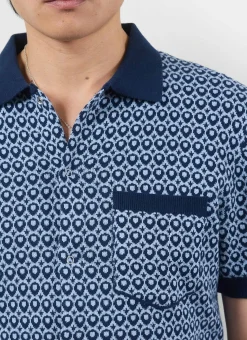 Percival Short Sleeve Shirts|Polo Shirts^Casa Piccante Shirt Blue Jacquard