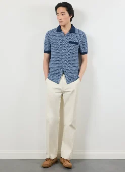 Percival Short Sleeve Shirts|Polo Shirts^Casa Piccante Shirt Blue Jacquard