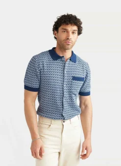 Percival Short Sleeve Shirts|Polo Shirts^Casa Piccante Shirt Blue Jacquard