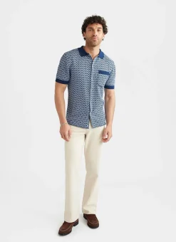 Percival Short Sleeve Shirts|Polo Shirts^Casa Piccante Shirt Blue Jacquard