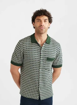Percival Short Sleeve Shirts|Polo Shirts^Casa Piccante Shirt Green Jacquard