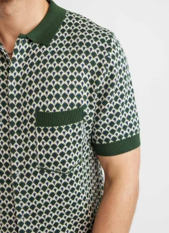 Percival Short Sleeve Shirts|Polo Shirts^Casa Piccante Shirt Green Jacquard