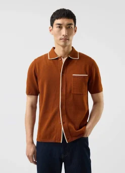Percival Short Sleeve Shirts|Knitted Shirts^Contrast Trim Shirt Rust