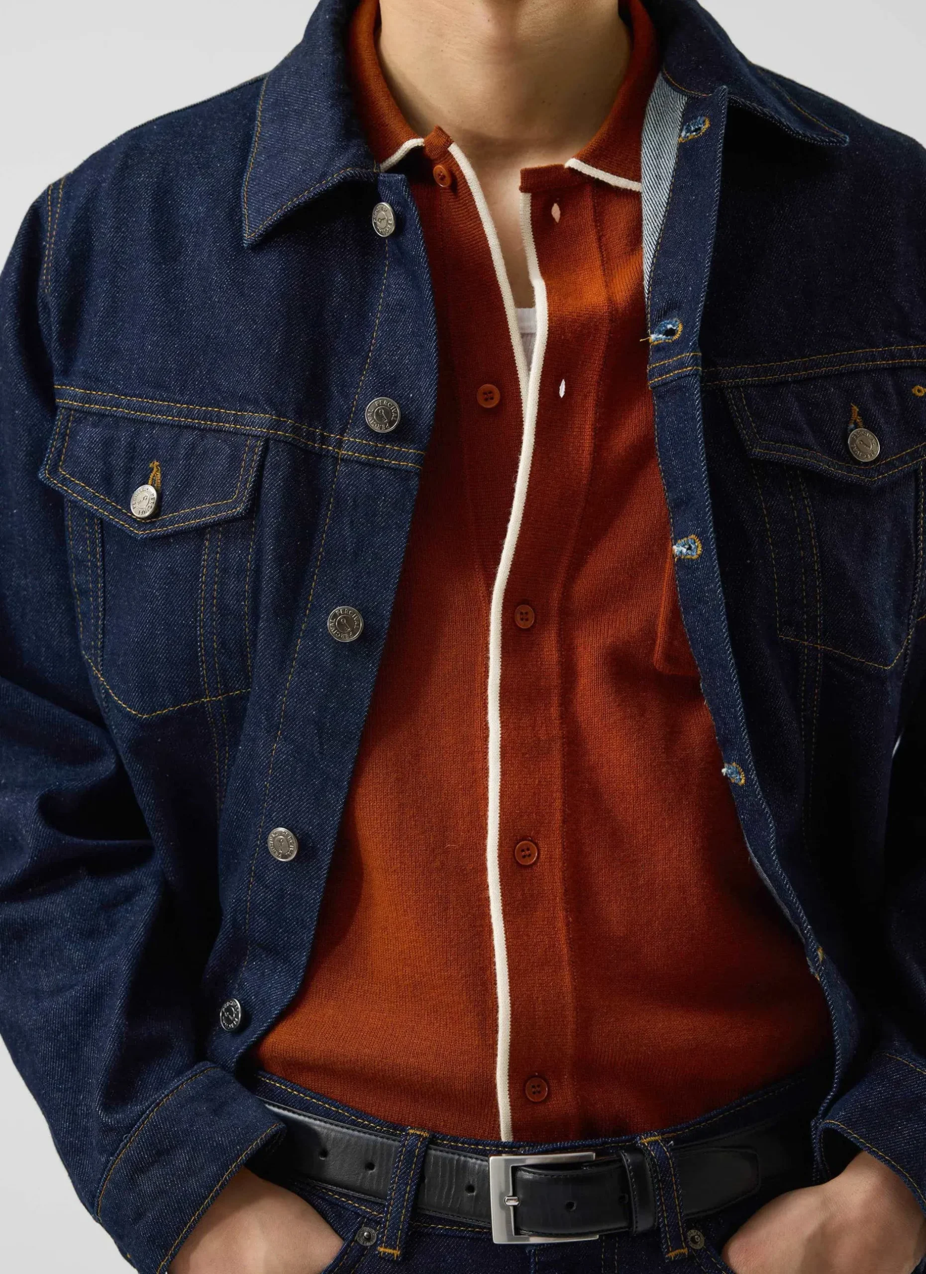 Percival Short Sleeve Shirts|Knitted Shirts^Contrast Trim Shirt Rust