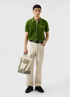 Percival Short Sleeve Shirts|Knitted Shirts^Contrast Trim Shirt Forest with Ecru