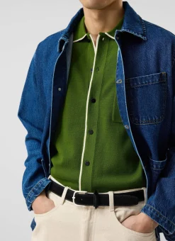 Percival Short Sleeve Shirts|Knitted Shirts^Contrast Trim Shirt Forest with Ecru