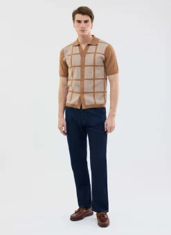 Percival Short Sleeve Shirts|Knitted Shirts^Costa Knitted Shirt Tobacco