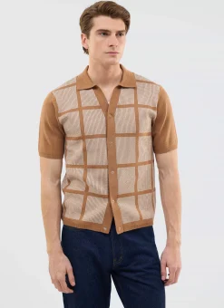 Percival Short Sleeve Shirts|Knitted Shirts^Costa Knitted Shirt Tobacco