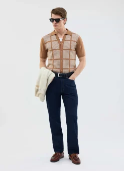 Percival Short Sleeve Shirts|Knitted Shirts^Costa Knitted Shirt Tobacco