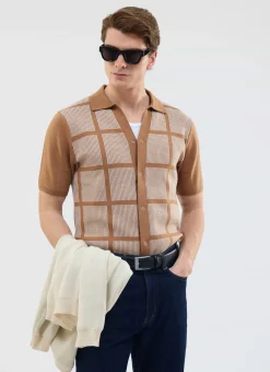 Percival Short Sleeve Shirts|Knitted Shirts^Costa Knitted Shirt Tobacco