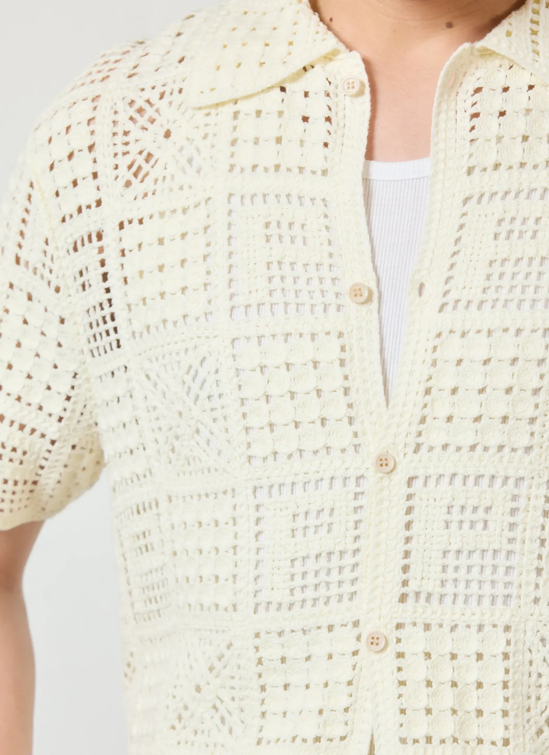 Percival Crochet Shirts|Knitted Shirts^Crochet Groundsman Shirt Ecru
