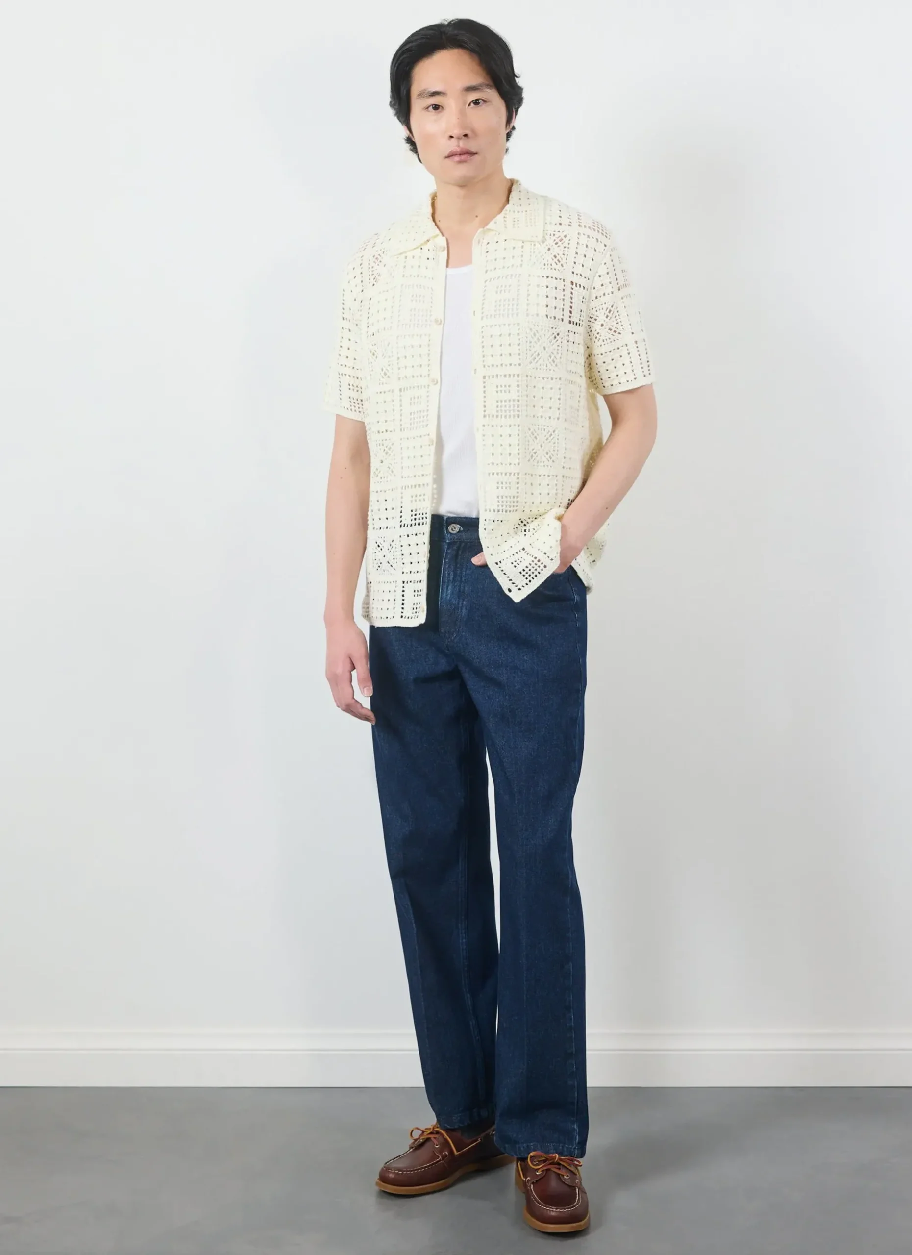 Percival Crochet Shirts|Knitted Shirts^Crochet Groundsman Shirt Ecru