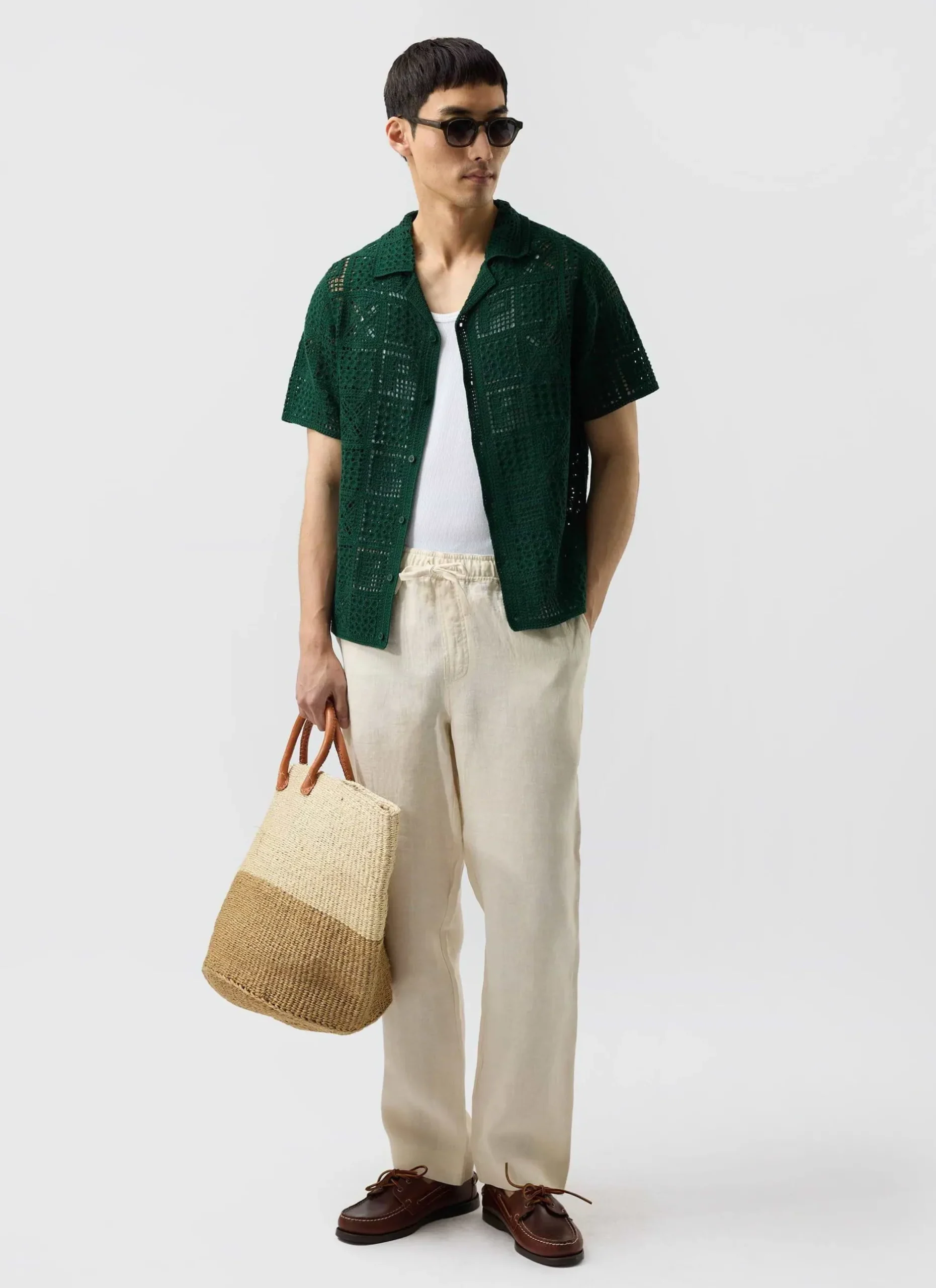 Percival Short Sleeve Shirts|Crochet Shirts^Crochet Groundsman Shirt Forest