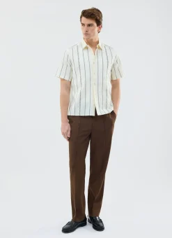 Percival Short Sleeve Shirts|Knitted Shirts^Cross Stitch Boxy Clerk Shirt Ecru