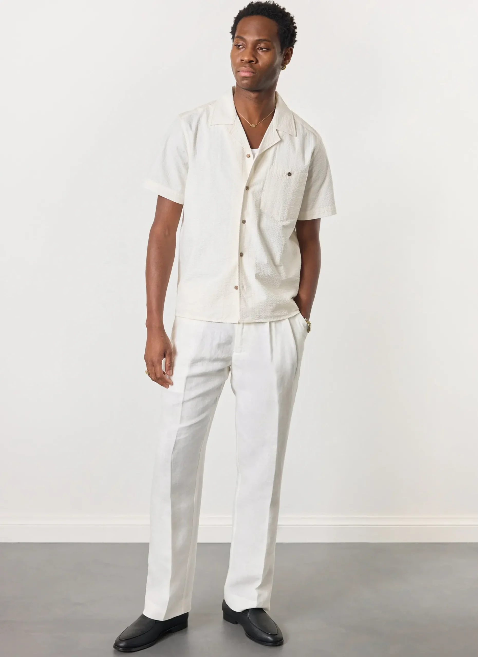 Percival Short Sleeve Shirts|Cuban Collared Shirts^Cuban Shirt Ecru