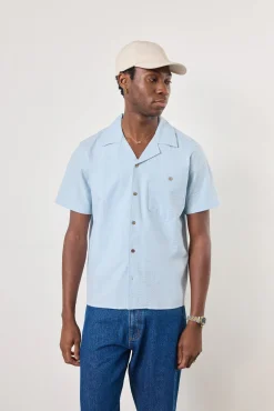 Percival Short Sleeve Shirts|Cuban Collared Shirts^Cuban Shirt Light Blue