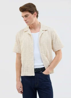 Percival Short Sleeve Shirts|Knitted Shirts^Elio Crochet Cuban Shirt Ecru