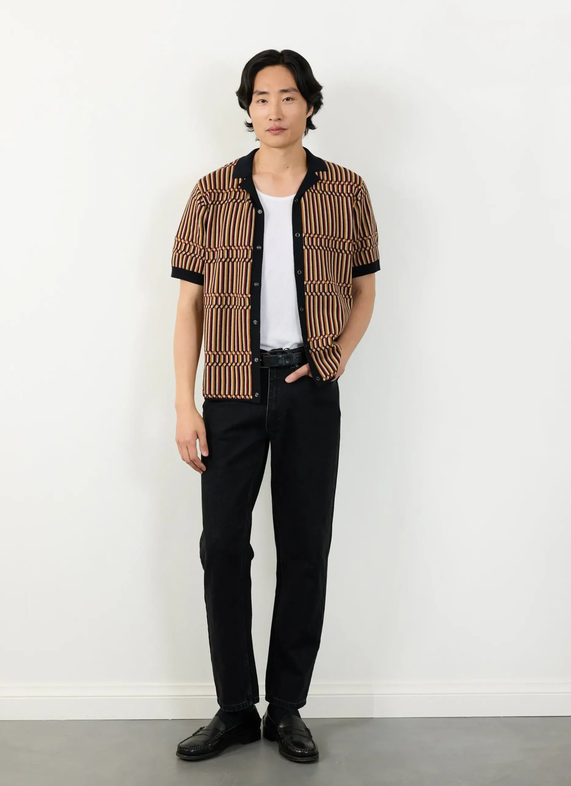 Percival Knitted Shirts|Knitted Polo Shirts & Knitted Shirts^Fargo Knitted Shirt Tan with Black