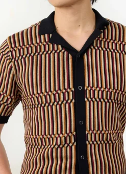 Percival Knitted Shirts|Knitted Polo Shirts & Knitted Shirts^Fargo Knitted Shirt Tan with Black
