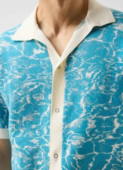 Percival Knitted Shirts|Knitted Polo Shirts & Knitted Shirts^Farraris Negroni Knitted Shirt Blue with White