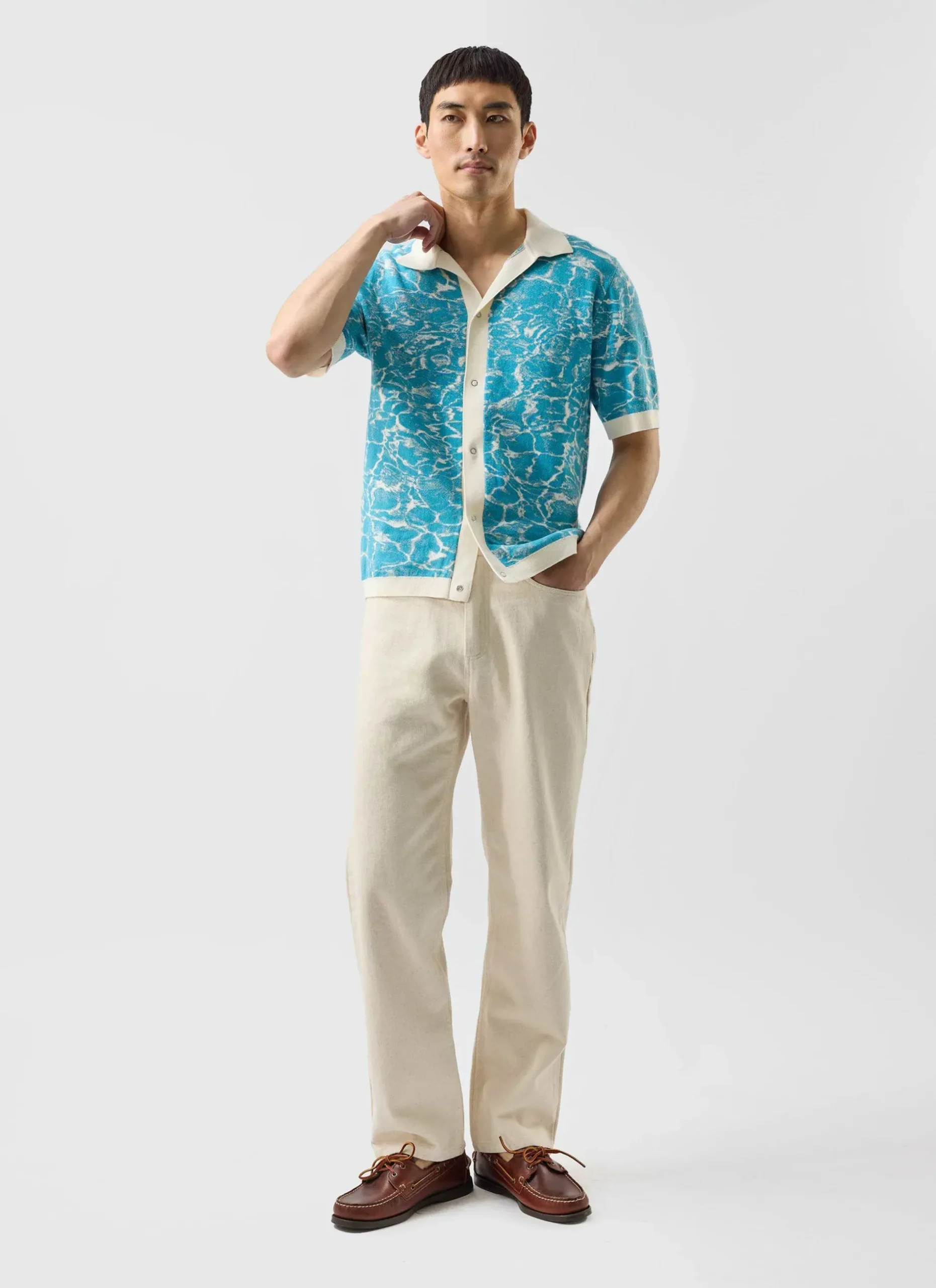 Percival Knitted Shirts|Knitted Polo Shirts & Knitted Shirts^Farraris Negroni Knitted Shirt Blue with White