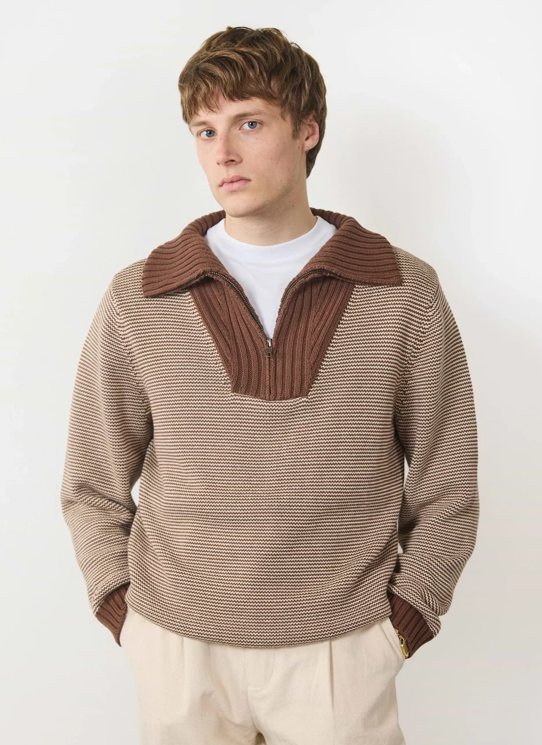 Percival Jumpers & Sweaters^Fisherman Quarter Zip Sweater Rust