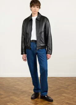 Percival Bomber Jackets|Jackets^Flight Leather Jacket Black