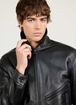 Percival Bomber Jackets|Jackets^Flight Leather Jacket Black