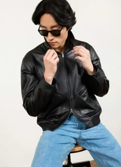Percival Bomber Jackets|Jackets^Flight Leather Jacket Black