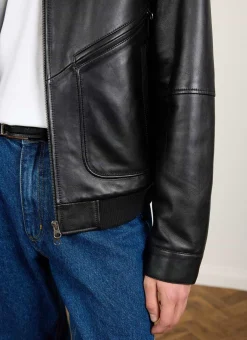 Percival Bomber Jackets|Jackets^Flight Leather Jacket Black